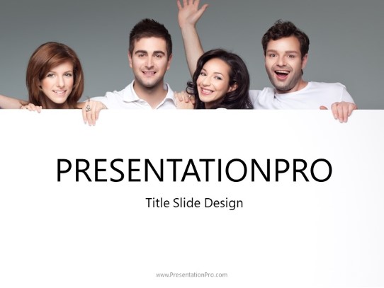 People Holding Banner PowerPoint Template title slide design