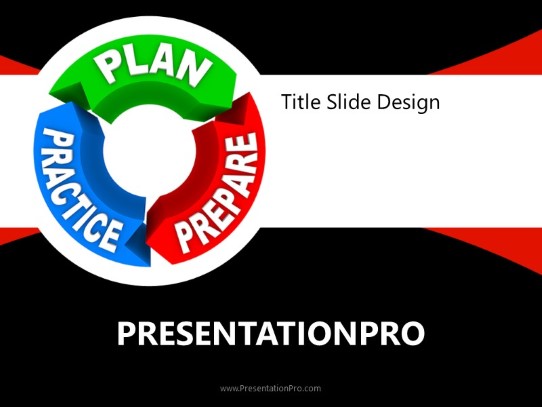 Plan Prepare Practice Red PowerPoint Template title slide design