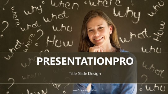 Questions On Board B Widescreen PowerPoint Template title slide design