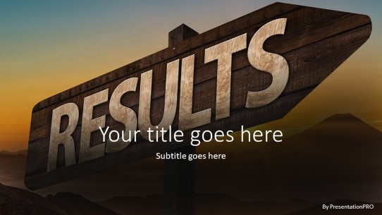 Results Sign Widescreen PowerPoint Template title slide design