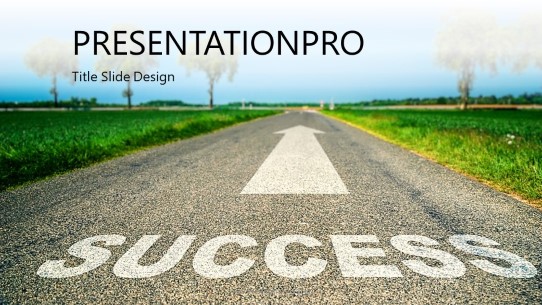 Road To Success Widescreen PowerPoint Template title slide design