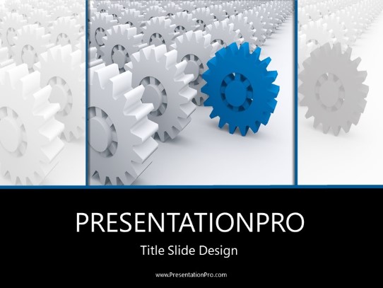 Rolling Cogs Blue PowerPoint Template title slide design