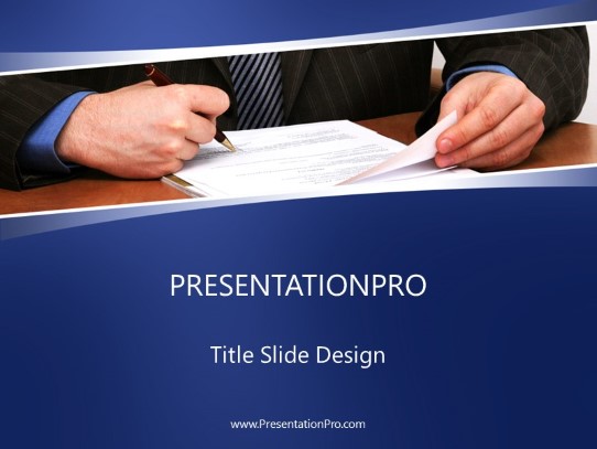 Signing Contract Suit PowerPoint Template title slide design