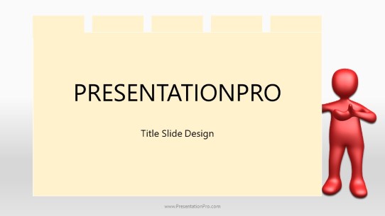 Stickman With Folder Red Widescreen PowerPoint Template title slide design