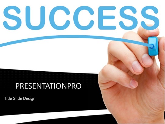 Success On White Board Black PowerPoint Template title slide design