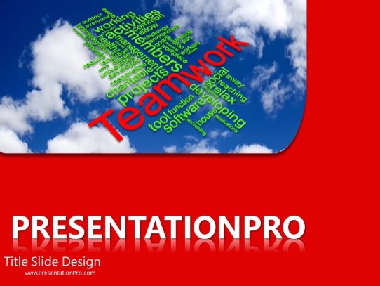 Teamwork Tag Cloud PowerPoint Template title slide design