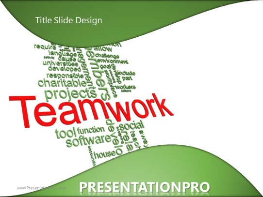 Teamwork Tag Cloud A PowerPoint Template title slide design