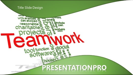 Teamwork Tag Cloud A Widescreen PowerPoint Template title slide design