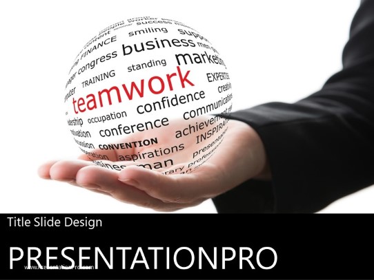 Temwork In Hand PowerPoint Template title slide design