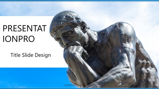 The Thinker Statue Widescreen PowerPoint Template title slide design