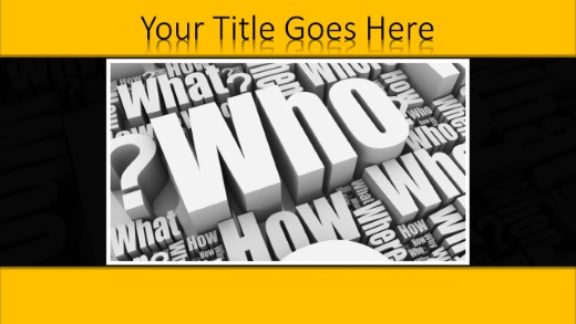 Who Cluster Widescreen PowerPoint Template title slide design