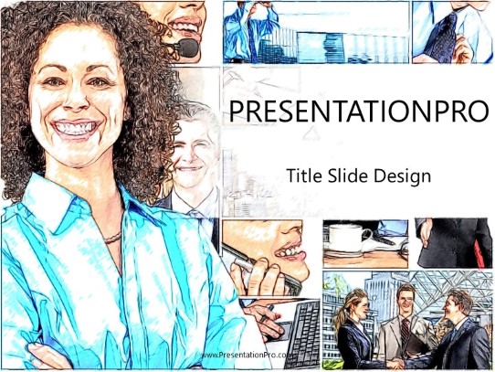 Biz Related Color Pen PowerPoint Template title slide design