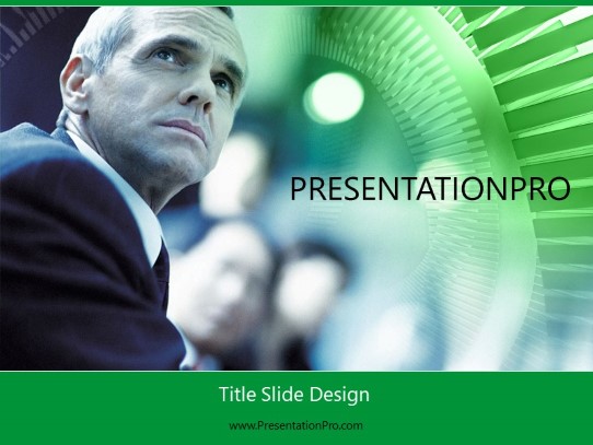 Business03 Green PowerPoint Template title slide design