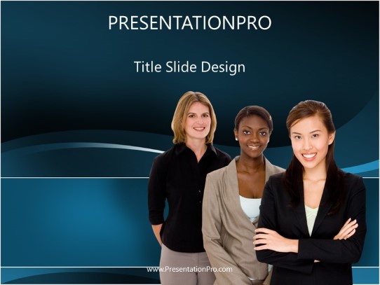 Business Diversity Females PowerPoint Template title slide design