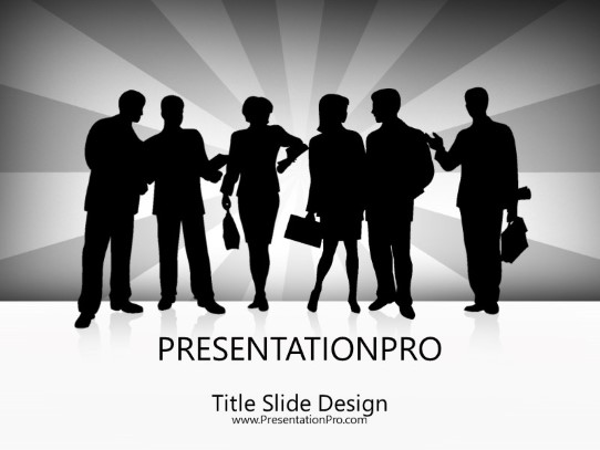 Business Silhouette Gray PowerPoint Template title slide design