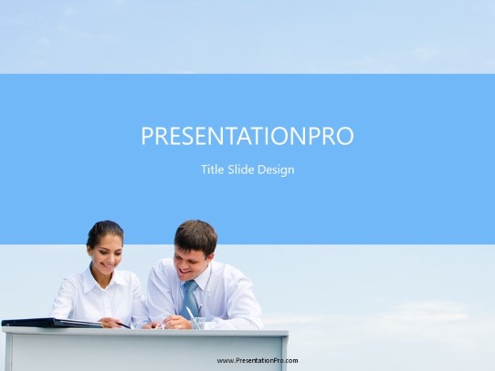Desk Duo Sky 01 PowerPoint Template title slide design