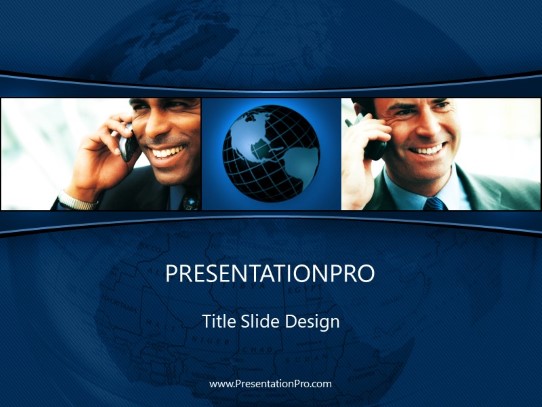 Global Communication 02 Blue PowerPoint Template title slide design