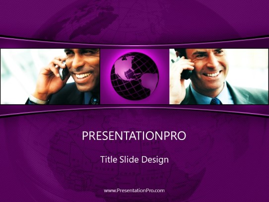 Global Communication 02 Purple PowerPoint Template title slide design