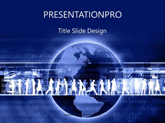 Global Workforce Blue PowerPoint Template title slide design