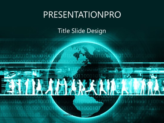 Global Workforce Teal PowerPoint Template title slide design