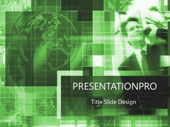 Globaltalk Green PowerPoint Template title slide design