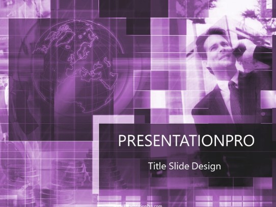 Globaltalk Purple PowerPoint Template title slide design