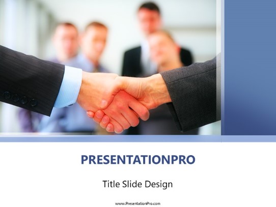 Handshake Viewing PowerPoint Template title slide design