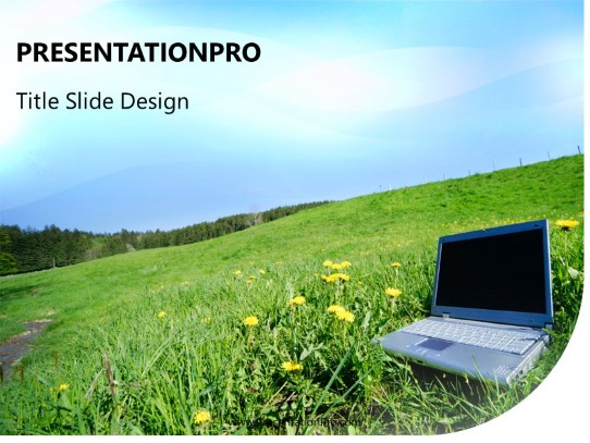 Outdoor Laptop PowerPoint Template title slide design