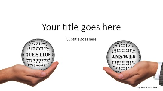 Question Answer Spheres Widescreen PowerPoint Template title slide design
