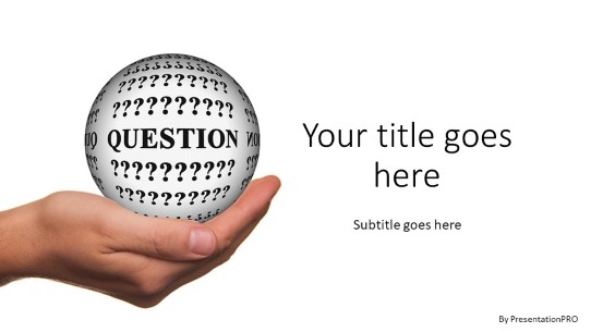 Question Spheres Widescreen PowerPoint Template title slide design
