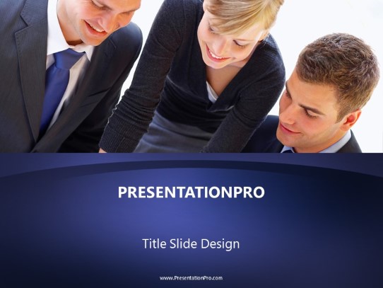 Smiley Business Team PowerPoint Template title slide design