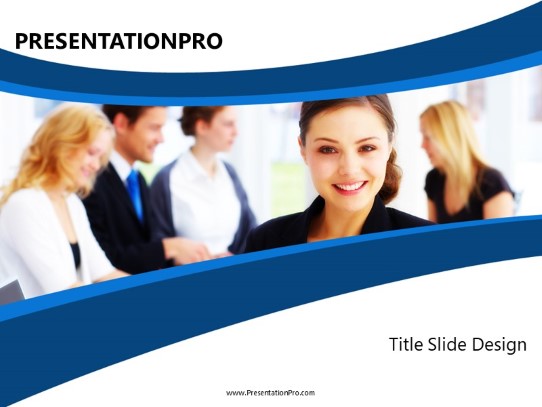 Smiling Female Exec PowerPoint Template title slide design
