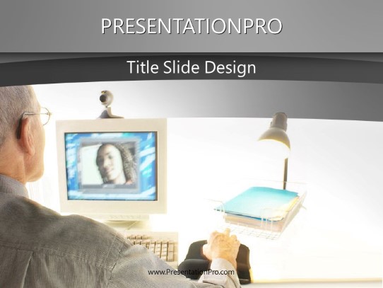 Video Conference 02 Gray PowerPoint Template title slide design
