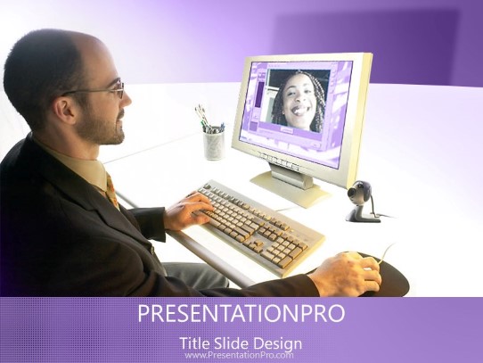 Video Conference Purple PowerPoint Template title slide design