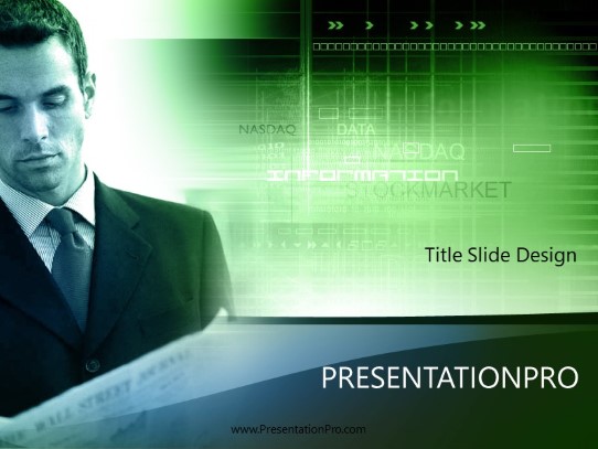 Virtualstock Green PowerPoint Template title slide design