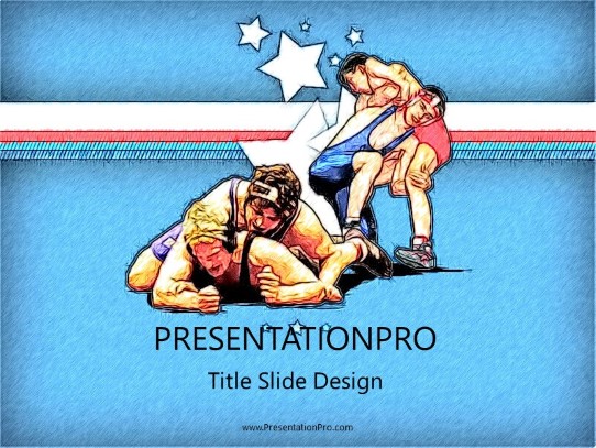 Wrestling Color Pen PowerPoint Template title slide design