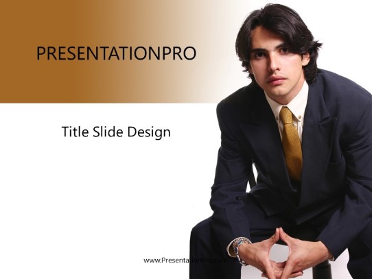 Young Latino Exec PowerPoint Template title slide design