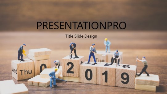 2019 Miniature Workers Widescreen PowerPoint Template title slide design