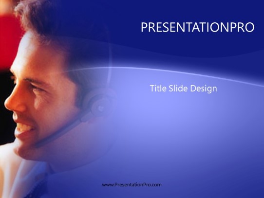 Male Telemarketer 02 Blue PowerPoint Template title slide design