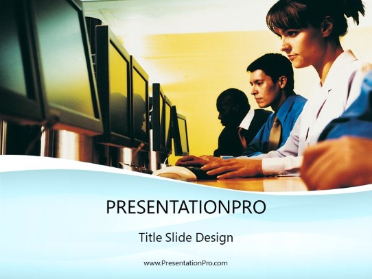 Computer Training Blue PowerPoint Template title slide design