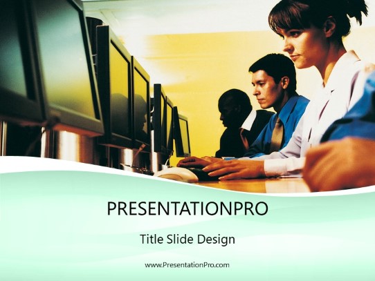 Computer Training Green PowerPoint Template title slide design