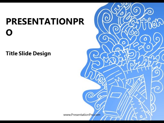 Education Doodle Blue PowerPoint Template title slide design