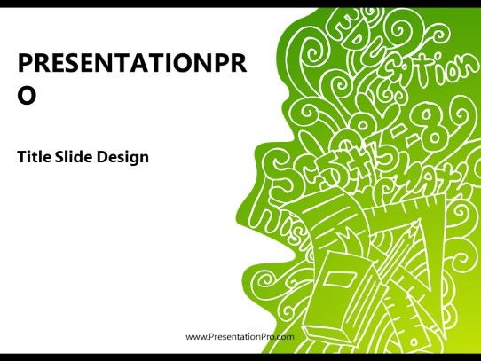 Education Doodle Green PowerPoint Template title slide design