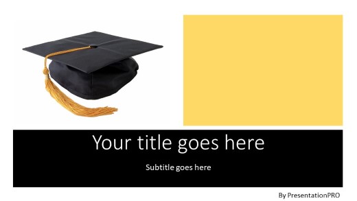 Graduation Cap Widescreen PowerPoint Template title slide design