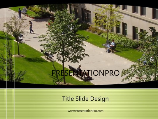Main Campus Walkway PowerPoint Template title slide design