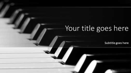 Piano Music Widescreen PowerPoint Template title slide design