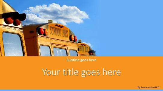 School Buses Widescreen PowerPoint Template title slide design