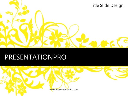 Floral Abstract Yellow PowerPoint Template title slide design