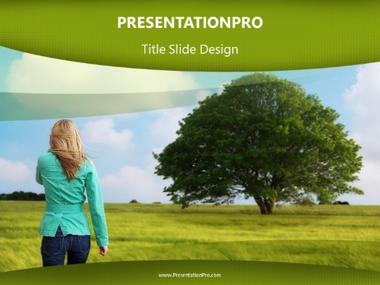 Lady Green Future PowerPoint Template title slide design