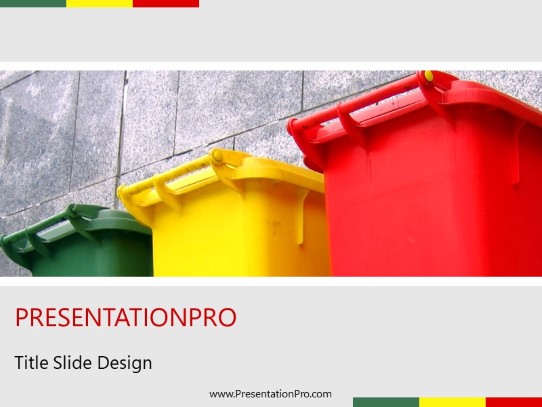Recycling Bins PowerPoint Template title slide design